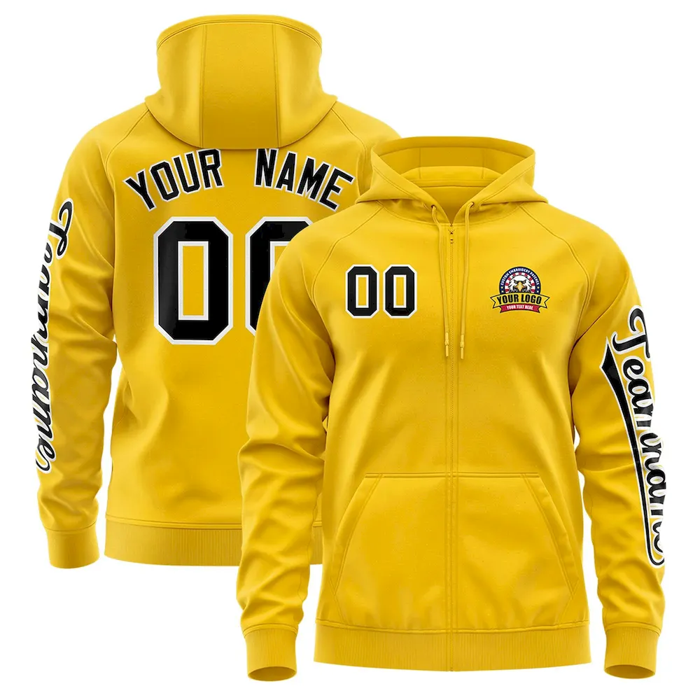 Custom Navy Neon Green Varsity Full-Zip Letterman Classic Jacket Hoodie