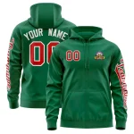 Custom Kelly Green Red Varsity Full-Zip Letterman Classic Jacket Hoodie
