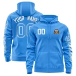 Custom Powder Blue Pink Varsity Full-Zip Letterman Classic Jacket Hoodie