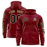 Custom Crimson Black Varsity Full-Zip Letterman Classic Jacket Hoodie