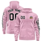 Custom Light Pink Black Varsity Full-Zip Letterman Classic Jacket Hoodie