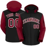 Custom Black Crimson-White Raglan Sleeves Waterproof Jacket