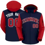 Custom Navy Red-White Raglan Sleeves Waterproof Jacket