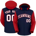 Custom Navy Gold-White Raglan Sleeves Waterproof Jacket