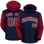 Custom Navy Crimson-White Raglan Sleeves Waterproof Jacket