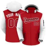 Custom Red White-Black Raglan Sleeves Waterproof Jacket