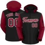 Custom Black Crimson-White Raglan Sleeves Waterproof Jacket