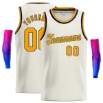 Custom Cream Yellow-Navy Classic Tops Breathable Basketball Jersey