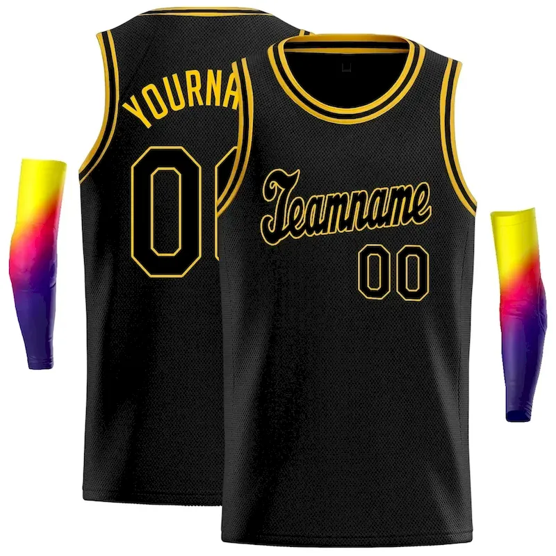 Custom Black Black-Yellow Classic Tops Sport Game Basketball Jersey