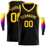Custom Black Yellow-Classic Tops Men Casual Basketball Jersey