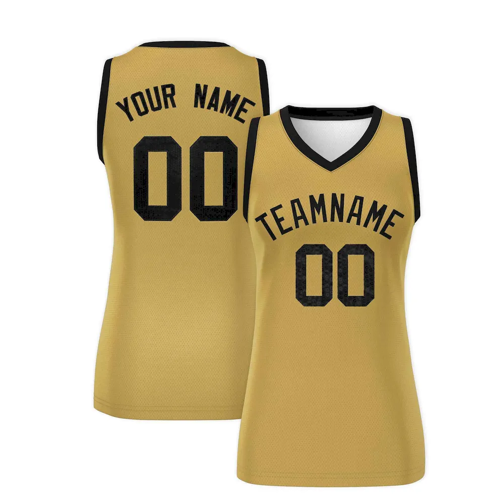 Custom Old Gold Black Women Basketball Jersey Sequined Dress