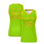 Custom Neon Green Sky Blue Women Basketball Jersey Sequined Dress