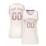 Custom Cream Light Pink Women Basketball Jersey Sequined Dress