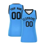 Custom Powder Blue Black Women Basketball Jersey Sequined Dress