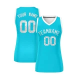Custom Sky Blue White Women Basketball Jersey Sequined Dress