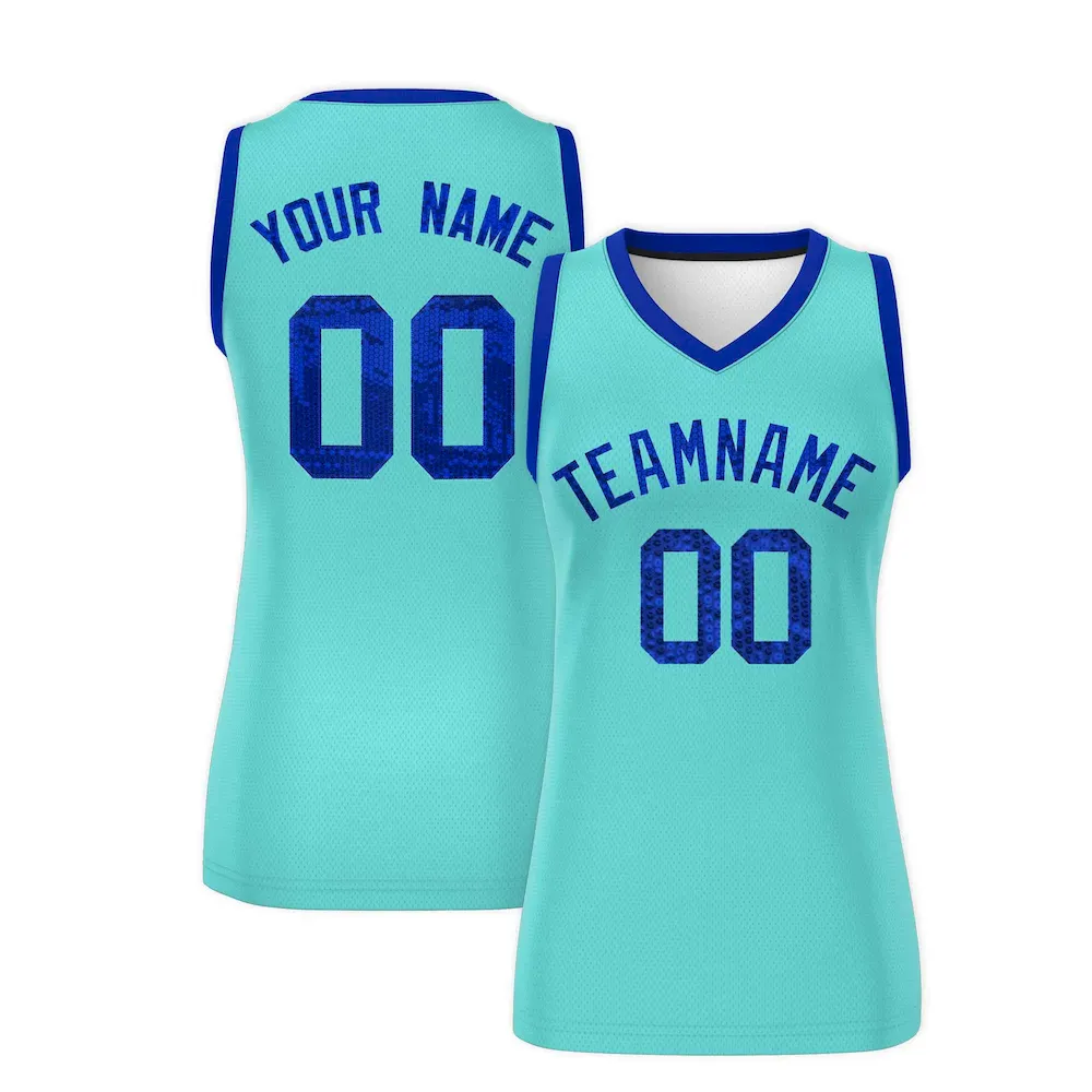 Custom Bright Green Royal Women Basketball Jersey Sequined Dress