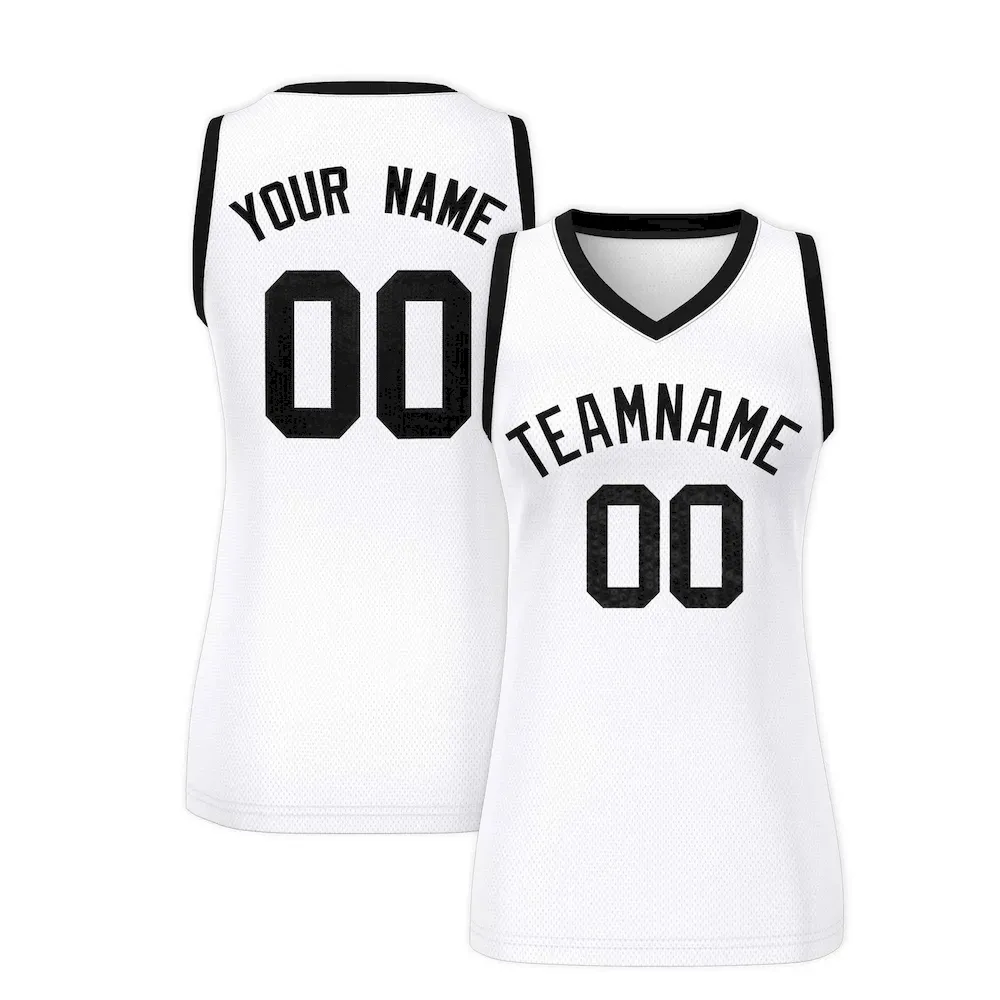 Custom White Light Pink Women Basketball Jersey Sequined Dress