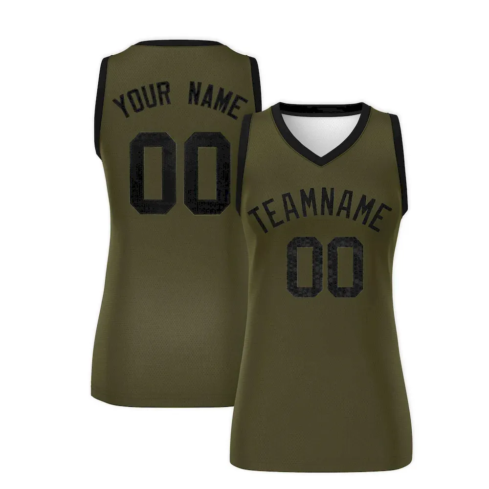 Custom Olive Black Women Basketball Jersey Sequined Dress