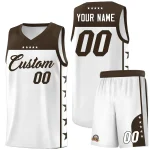 Custom White Brown Personalized Star Pattern Sports Uniform Basketball Jersey