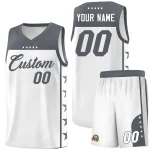 Custom White Dark Gray Personalized Star Pattern Sports Uniform Basketball Jersey