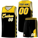 Custom Black Yellow Personalized Star Pattern Sports Uniform Basketball Jersey