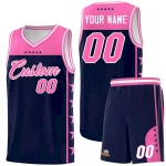 Custom Navy Pink Personalized Star Pattern Sports Uniform Basketball Jersey