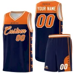 Custom Navy Orange Personalized Star Pattern Sports Uniform Basketball Jersey