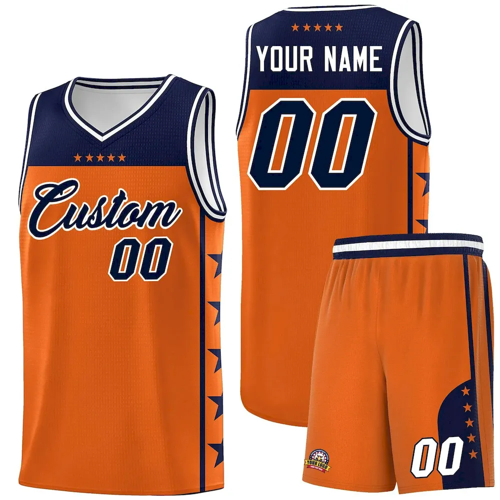 Custom Gray Navy Personalized Star Pattern Sports Uniform Basketball Jersey