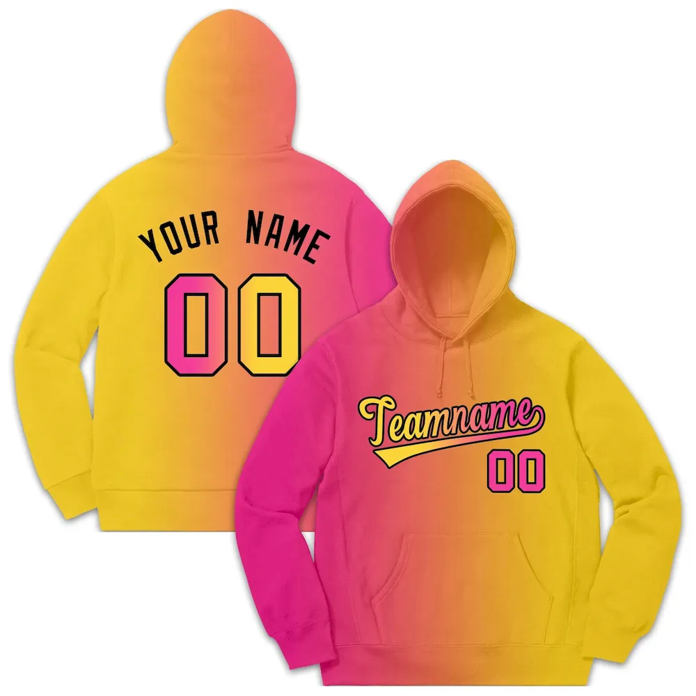 Custom Pink Orange Gradient Fashion Casual Pullover Sweatshirt Hoodie