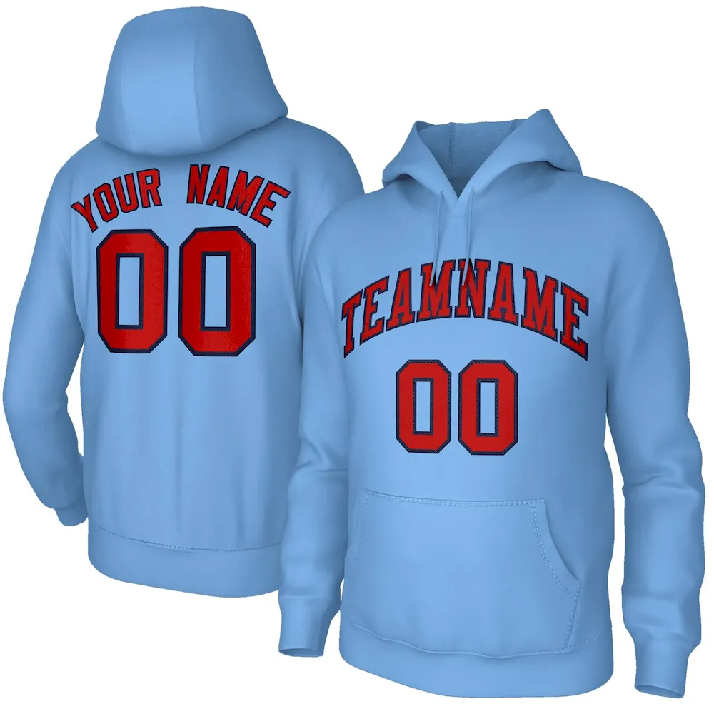 Custom Classic Style Hoodie Fashion Lt Blue Athletic Pullover Sweatshirt