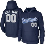 Custom Navy White Gold Classic Style Sports Uniform Pullover Hoodie
