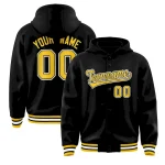 Custom Black Gold-Black Varsity Full-Snap Letterman Classic Jacket Hoodie