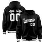 Custom Black White-Black Varsity Full-Snap Letterman Classic Jacket Hoodie