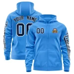 Custom Powder Blue Navy Varsity Full-Zip Letterman Classic Jacket Hoodie
