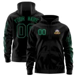 Custom Black Kelly Green Varsity Full-Zip Letterman Classic Jacket Hoodie