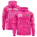 Custom Pink White Varsity Full-Zip Letterman Classic Jacket Hoodie