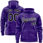 Custom Stitched Purple Black-White Sports Full-Zip Sweatshirt Hoodie