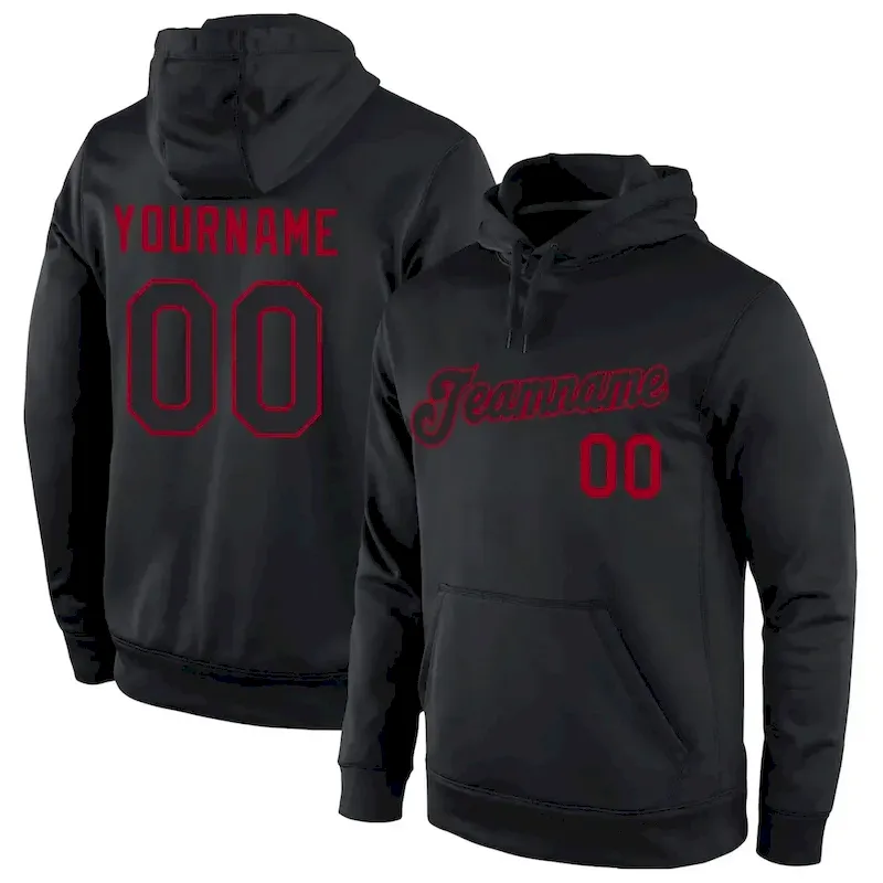 Custom Black Red Classic Style Pullover Sport Fashion Hoodie Uniform