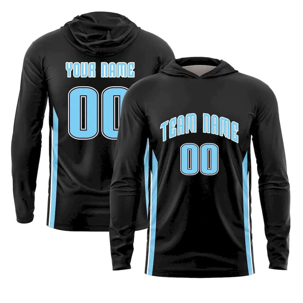 Custom Black Hoodie Long Sleeve Shooting Shirt Quick Dry Lightweight