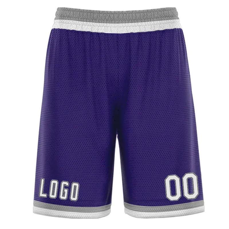Custom Purple Grey White Basketball Shorts