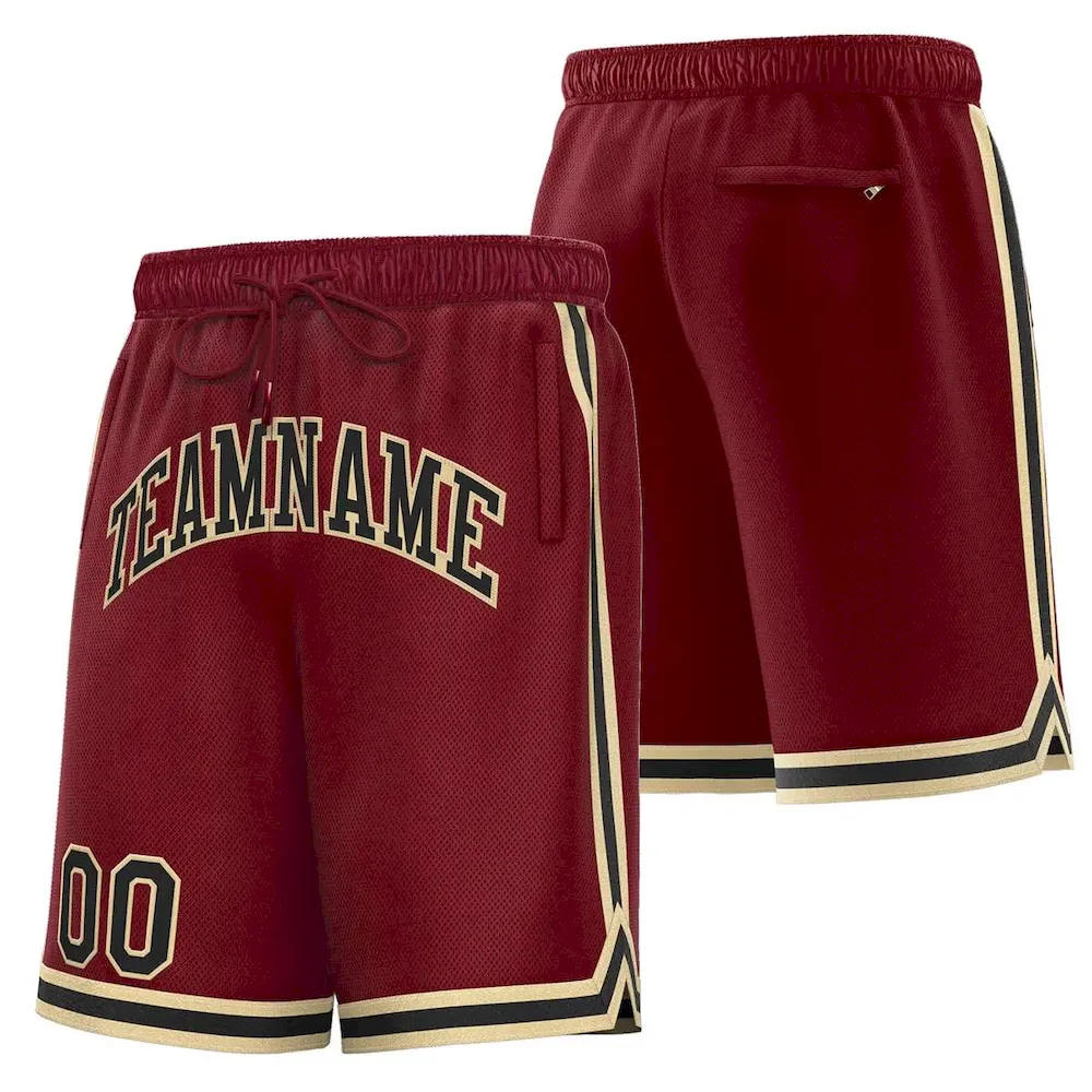Custom Maroon Black-Old Gold Sport Basketball Shorts