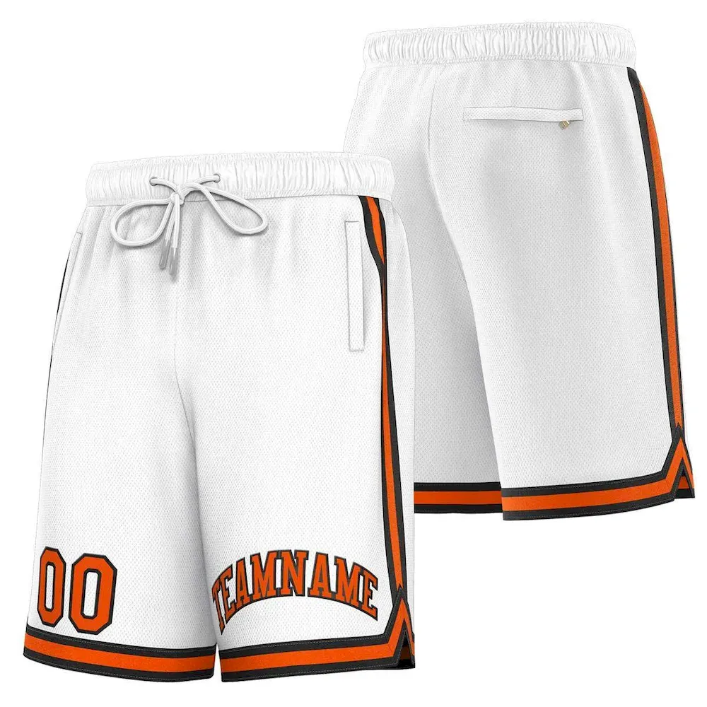Custom White Orange-Black Sport Basketball Shorts