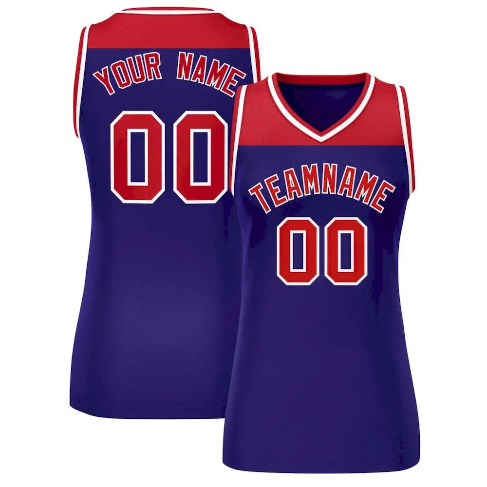 Custom White Purple Color Block Fashion Tops Mesh Basketball Jersey For Women