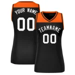 Custom Orange Black Color Block Fashion Tops Mesh Basketball Jersey For Women