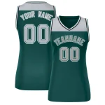 Custom Gray Midnight Green Color Block Fashion Tops Mesh Basketball Jersey For Women