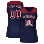 Custom Navy Crimson Color Block Fashion Tops Mesh Basketball Jersey For Women