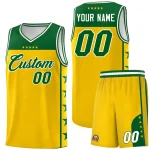 Custom Gold Kelly Green Personalized Star Pattern Sports Uniform Basketball Jersey