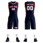 Custom Navy Red-White Graffiti Pattern Sets Oblique Bar Basketball Jersey
