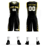 Custom Black Yellow-Black Graffiti Pattern Sets Oblique Bar Basketball Jersey