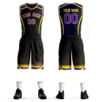 Custom Black Purple-Gold Graffiti Pattern Sets Points Element Basketball Jersey